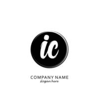 Initial IC with black circle brush logo template vector