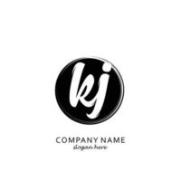 Initial KJ with black circle brush logo template vector