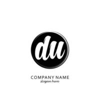 Initial DU with black circle brush logo template vector