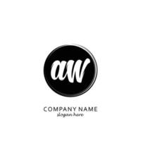 Letter AW with black circle brush logo template vector