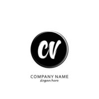 Initial CV with black circle brush logo template vector