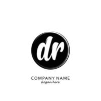Initial DR with black circle brush logo template vector