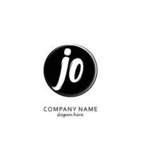 Initial JO with black circle brush logo template vector