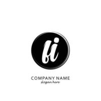 Initial FI with black circle brush logo template vector