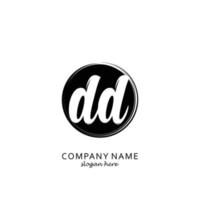 Initial DD with black circle brush logo template vector