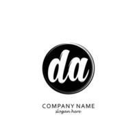 Initial DA with black circle brush logo template vector