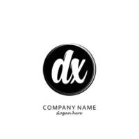 Initial DX with black circle brush logo template vector