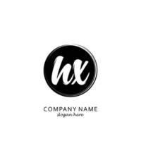 Initial HX with black circle brush logo template vector