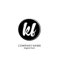 Initial KF with black circle brush logo template vector