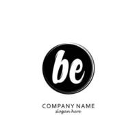 Initial BE with black circle brush logo template vector