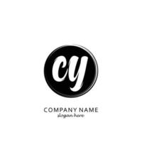 Initial CY with black circle brush logo template vector