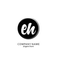 Initial EH with black circle brush logo template vector