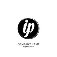 Initial IP with black circle brush logo template vector