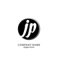 Initial JP with black circle brush logo template vector