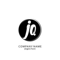 Initial JQ with black circle brush logo template vector