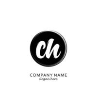 Initial CH with black circle brush logo template vector