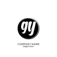 Initial GY with black circle brush logo template vector