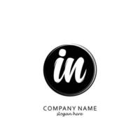 Initial IN with black circle brush logo template vector