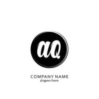 Letter AQ with black circle brush logo template vector