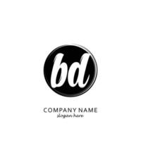 Initial BD with black circle brush logo template vector