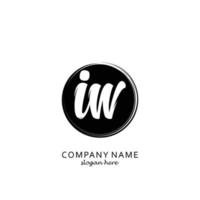 Initial IW with black circle brush logo template vector