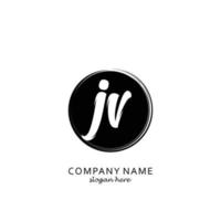 Initial JV with black circle brush logo template vector