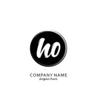 Initial HO with black circle brush logo template vector