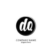 Initial DQ with black circle brush logo template vector