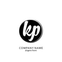 Initial KP with black circle brush logo template vector