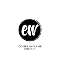 Initial EW with black circle brush logo template vector