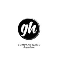 Initial GH with black circle brush logo template vector