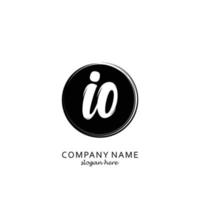 Initial IO with black circle brush logo template vector