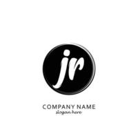 Initial JR with black circle brush logo template vector