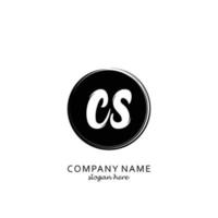 Initial CS with black circle brush logo template vector