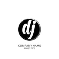 Initial DJ with black circle brush logo template vector