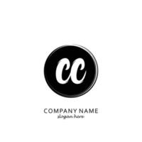 Initial CC with black circle brush logo template vector