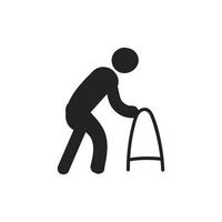 old age icon walking with cane. vector design that is perfect for elements, websites, apps, old age.