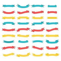 Set of stylish simple ribbons in different colors. Vector illustration