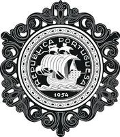 Portugal coin with sailboat and old frame handmade design vector