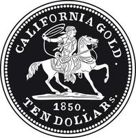 california gold coin 10 dollar handmade design vector