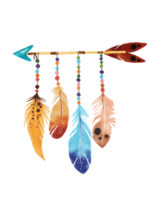 bohemian feather watercolor painted png