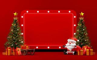 Ilustración 3d de cartelera roja para publicidad con tema navideño foto