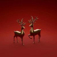 Decorated reindeer on red background, 3d illustration photo