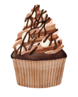 cupcake de chocolate aquarela png