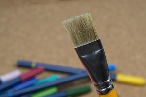 detail of brush bristles with pen tip maker at background. photo