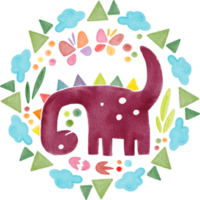 dinosaurio mandala acuarela pintada png