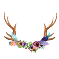 watercolor antler and flower png