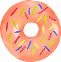 rosquinha desenhada à mão em aquarela png