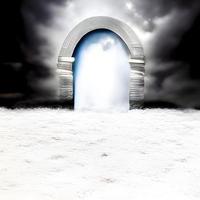 Doorway to another world. illustration photo