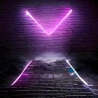 Brick wall, background, neon light photo